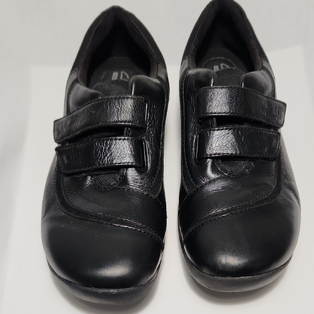 Clarks Womens Black Leather Shoes Double Strap 10M
